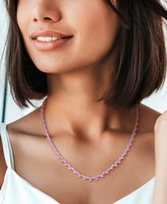 Lab Grown Sapphire (17 ct. t.w.) and Lab Grown White Sapphire (2-1/3 ct. t.w.) Heart Necklace in Sterling Silver