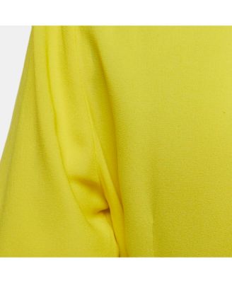 Women's Yellow Silk Puff Sleeve Pleated Mini Dress