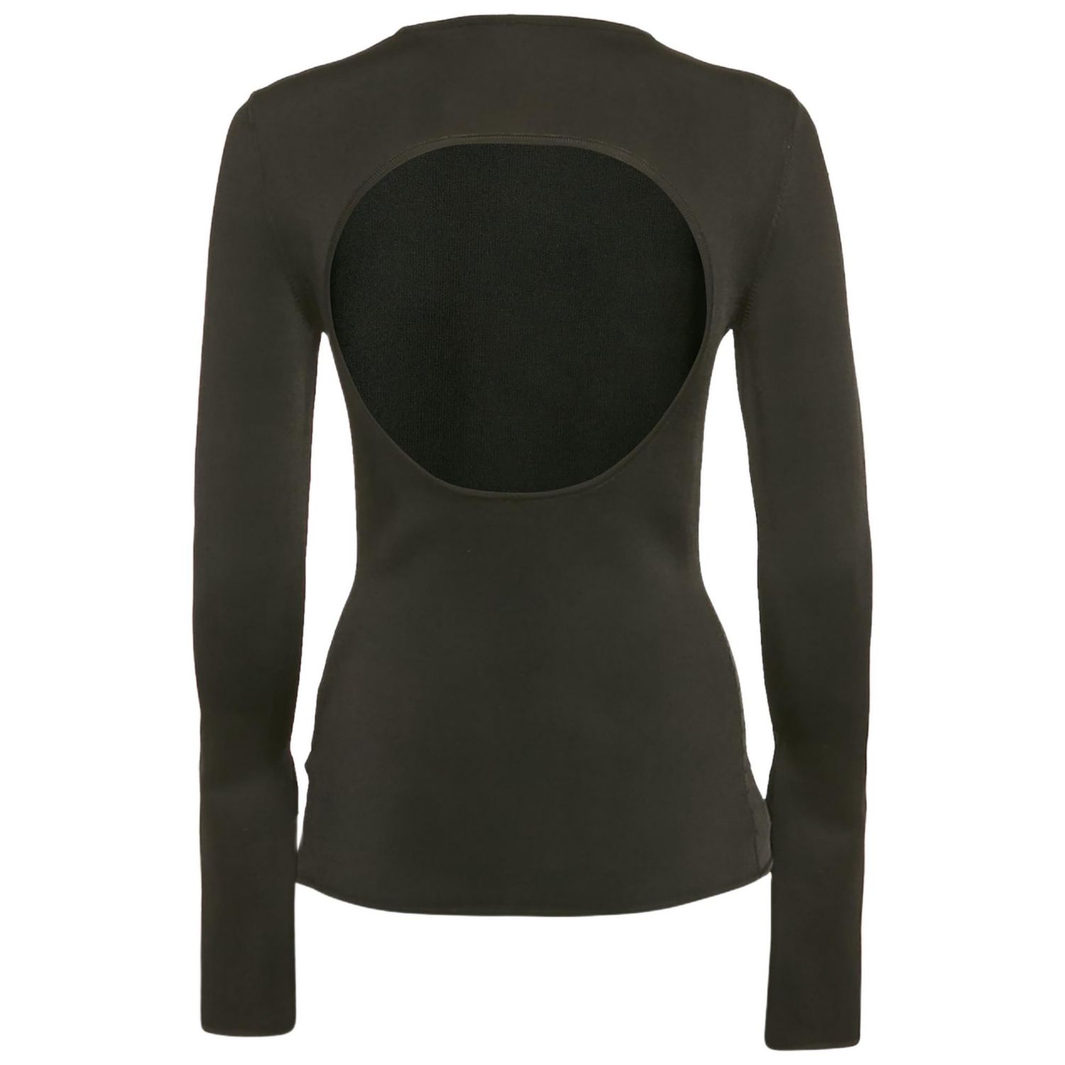 Women's Black Rib Knit Back Open Fitted Top