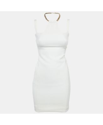 Women's Collection White Crepe Chain Detail Mini Dress