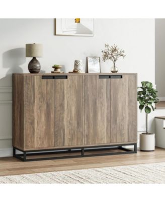 55" Buffet Sideboard Storage Cabinet, Modern Entryway Console with Adjustable Shelves, Brown