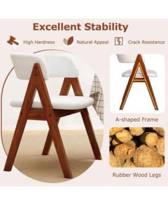 Costway Dining Chairs Mid-Century Upholstered Kitchen Armchairs with Padded Seat