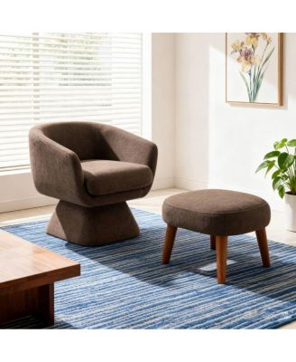 Lazy Chair with Ottoman, Modern Lounge Accent Chair, Upholstered Reading Chair