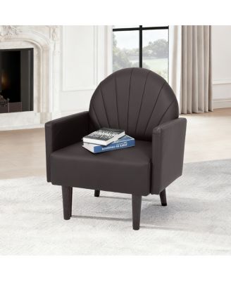 Streamdale Shell armchair with PU leather and wooden legs