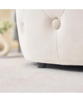 Luxurious Velvet Nesting Ottomans (Set of 2) - 4-in-1 Storage, Wood Tray, Beige