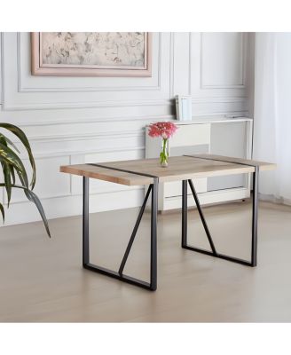 Streamdale 55" Modern Rustic Industrial Dining Table for 4-6, Engineered Wood & Metal Legs