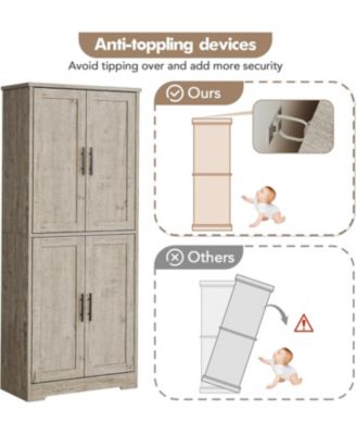 70" Tall Kitchen Pantry Cabinet with Doors and Adjustable Shelves, Freestanding Storage Cabinet, Grey