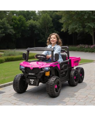 24V 4WD Kids Ride On Car with 6 Wheels and Dump Bed,