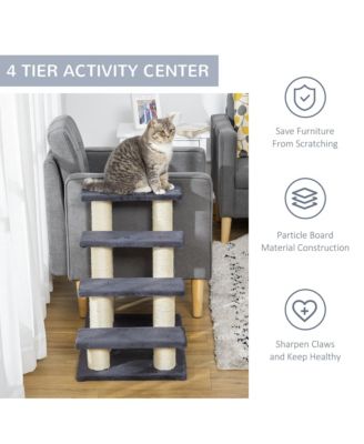 Gray 4-Step Stair Shaped Cat Tree for Indoor Cats & Dogs
