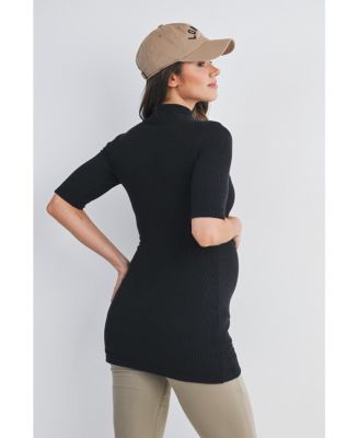 Maternity Ribbed Mock Neck Top