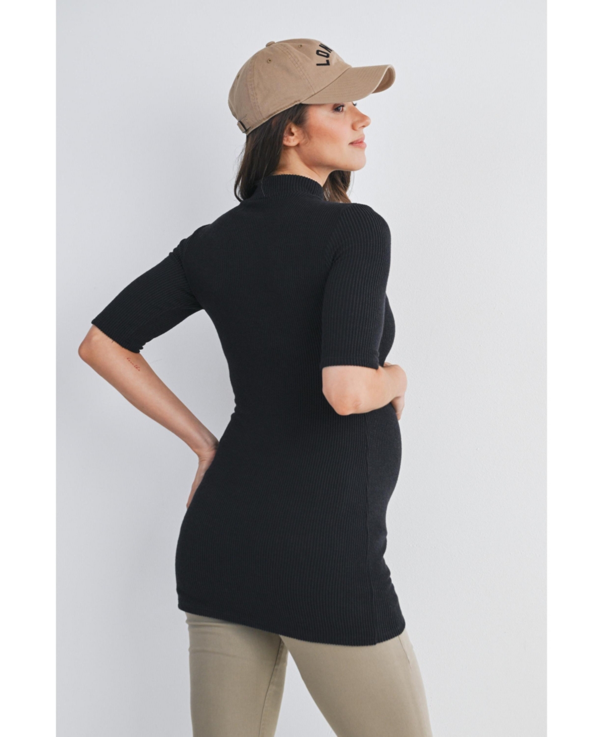 Hello Miz Maternity Ribbed Mock Neck Top