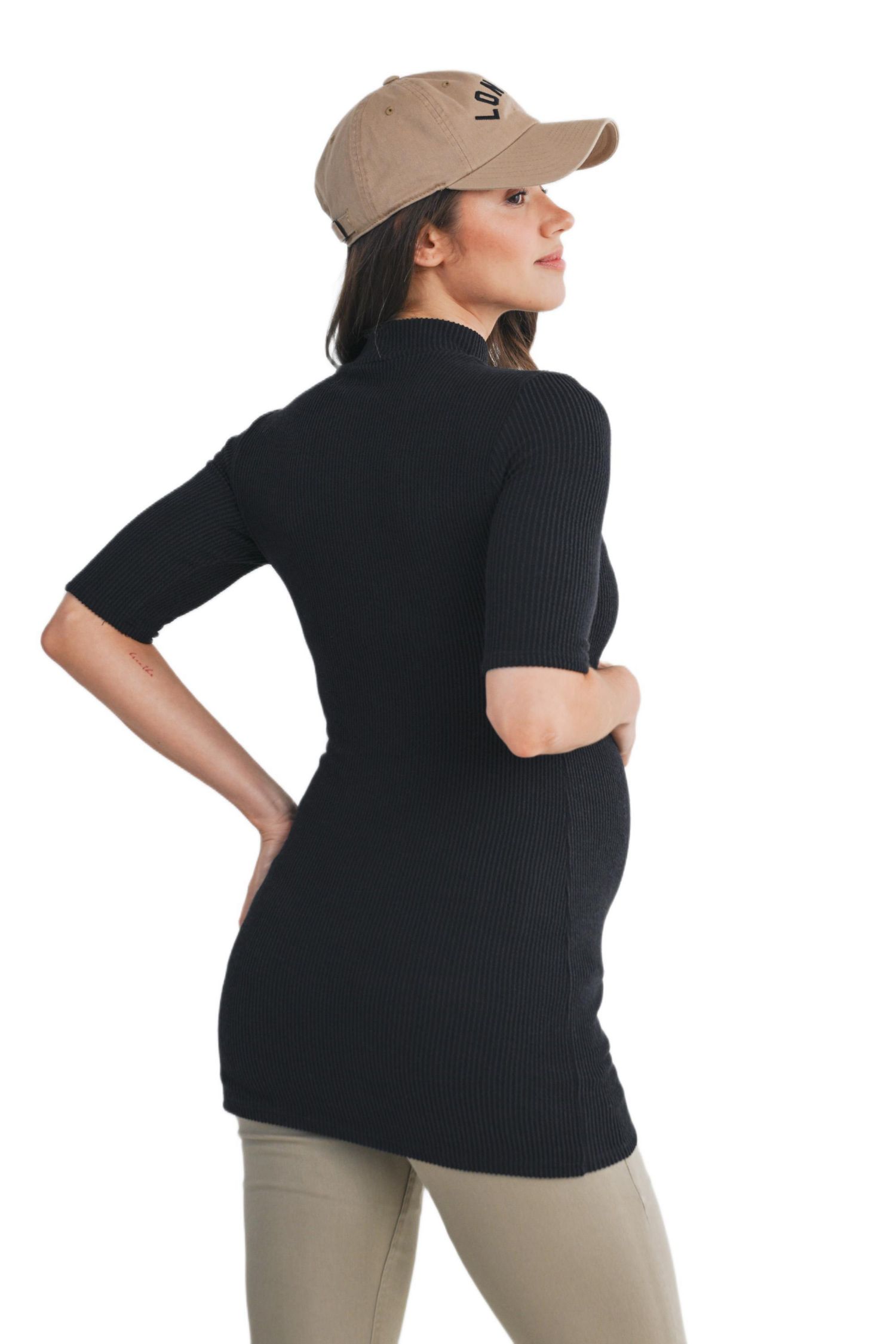 Maternity Ribbed Mock Neck Top