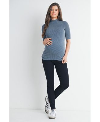Maternity Ribbed Mock Neck Top