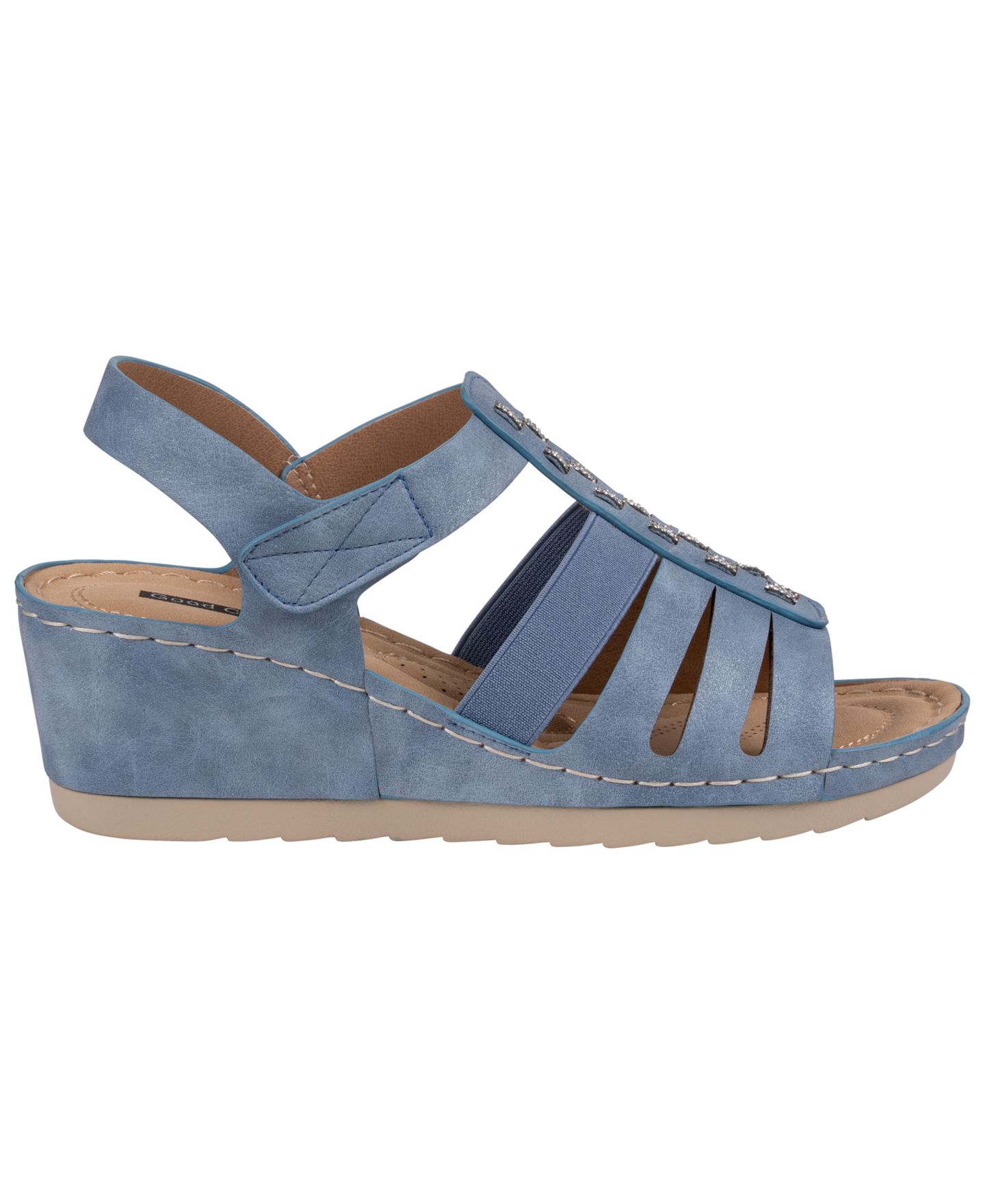 Женские сандалии GC Shoes Yuna Strappy Round Toe Wedge, цвет: Синий — фото 2