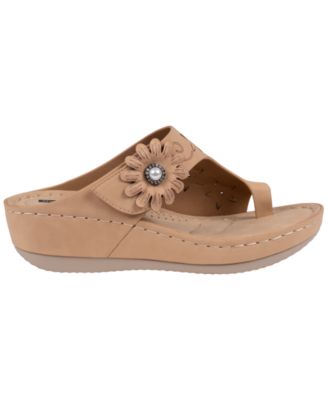 Women's Skylar Floral Rosette Round Toe Wedge Sandals