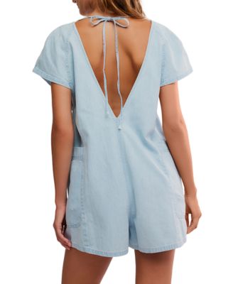Women's Free Fall V-Neck Denim Romper