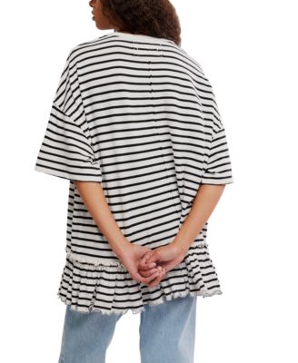 Women's Why Yes Striped Crew Neck Top