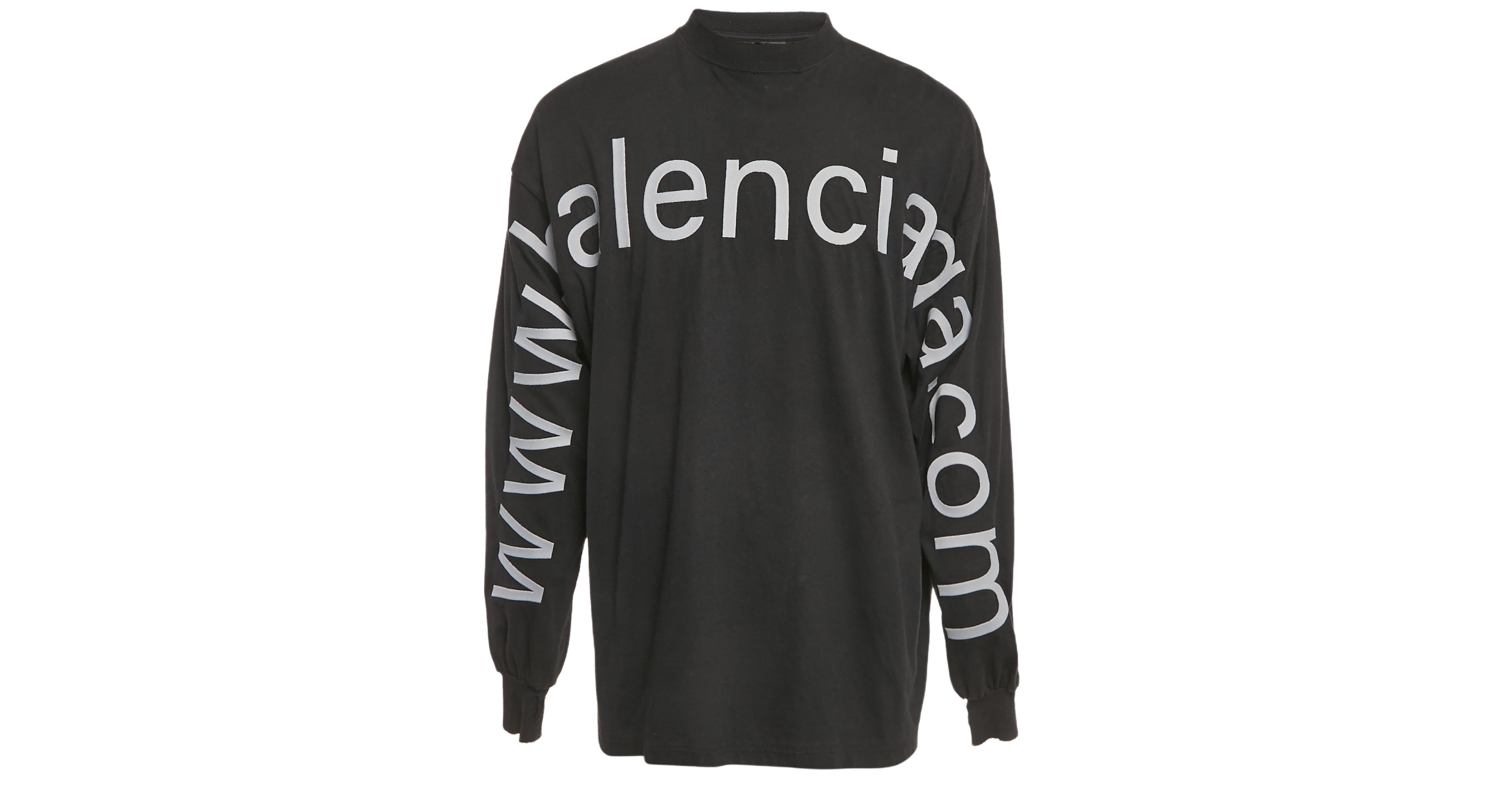 Pre-Owned Balenciaga Men's Unisex Black Brand Website Embroidered Cotton Distressed Sweatshirt