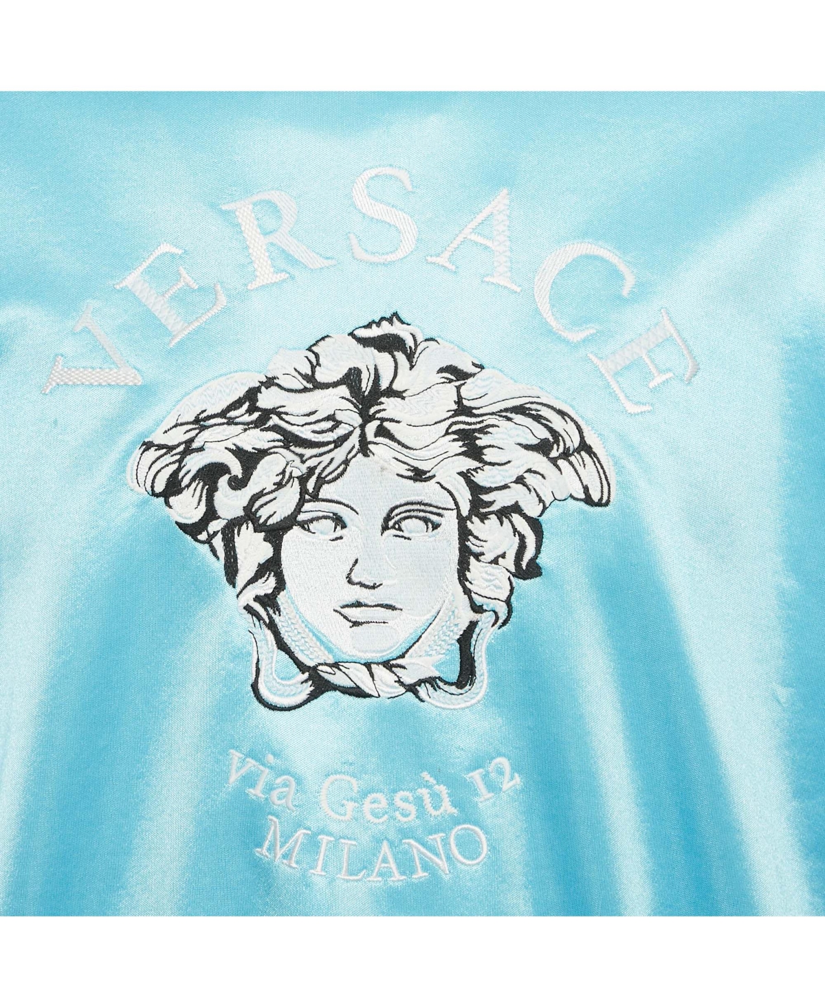 Pre-Owned Versace Men's Blue Logo Embroidered Jersey Sweatshirt