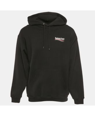 Men's Black Logo Print Cotton Oversize Hoodie