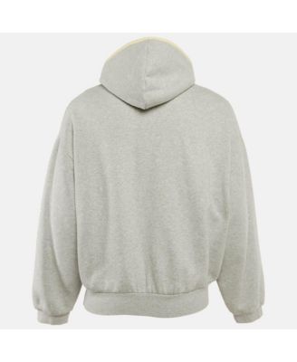 Men's Grey Logo Patch Cotton Hoodie