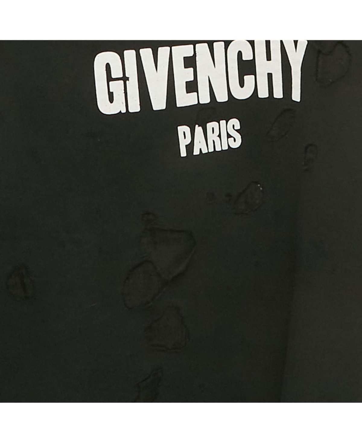 Pre-Owned Givenchy Men's Black Logo Printed Cotton Distressed Sweatshirt