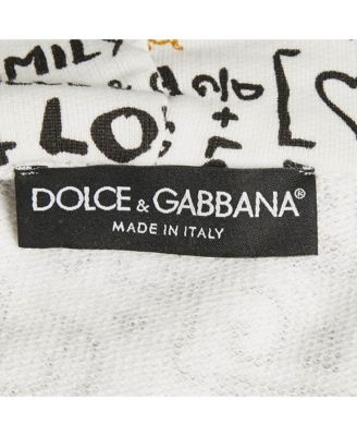 Men's White Graffiti Print Jersey Cotton Knit Sweatshirt