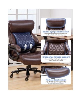 600LBS Heavy Duty Office Chair, Big & Tall, High Back Executive Desk Chair with Pocket Spring Cushion