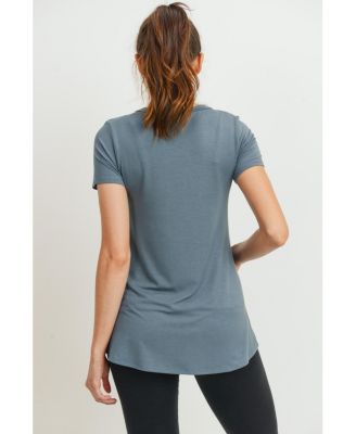 Maternity Short Sleeve Layered Wrap Nursing Top