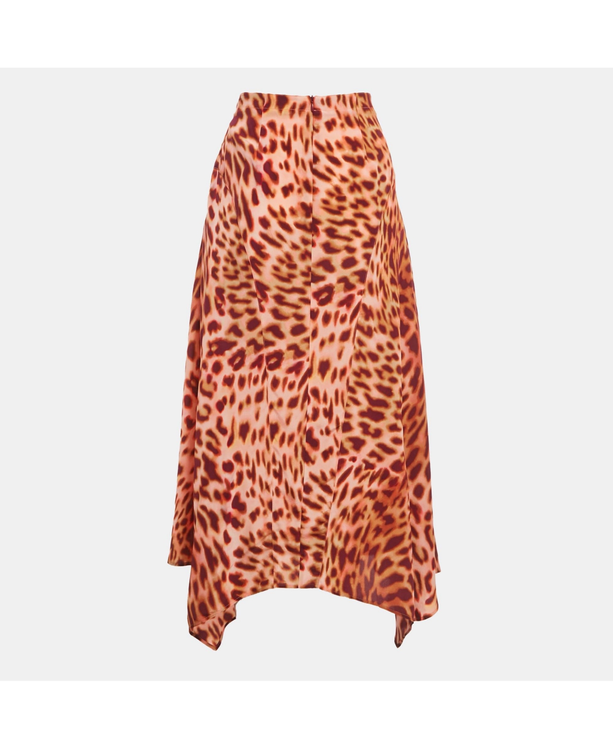 Pre-Owned Stella Mccartney Women's Brown Leopard Print Silk Asymmetric Midi Skirt