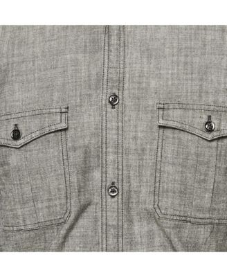 Men's Grey Chambray Long Sleeve Shirt