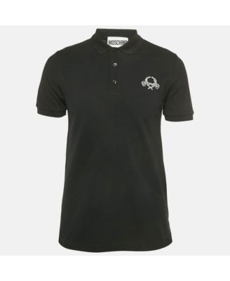 Men's Couture Black Embroidered Cotton Polo T-Shirt