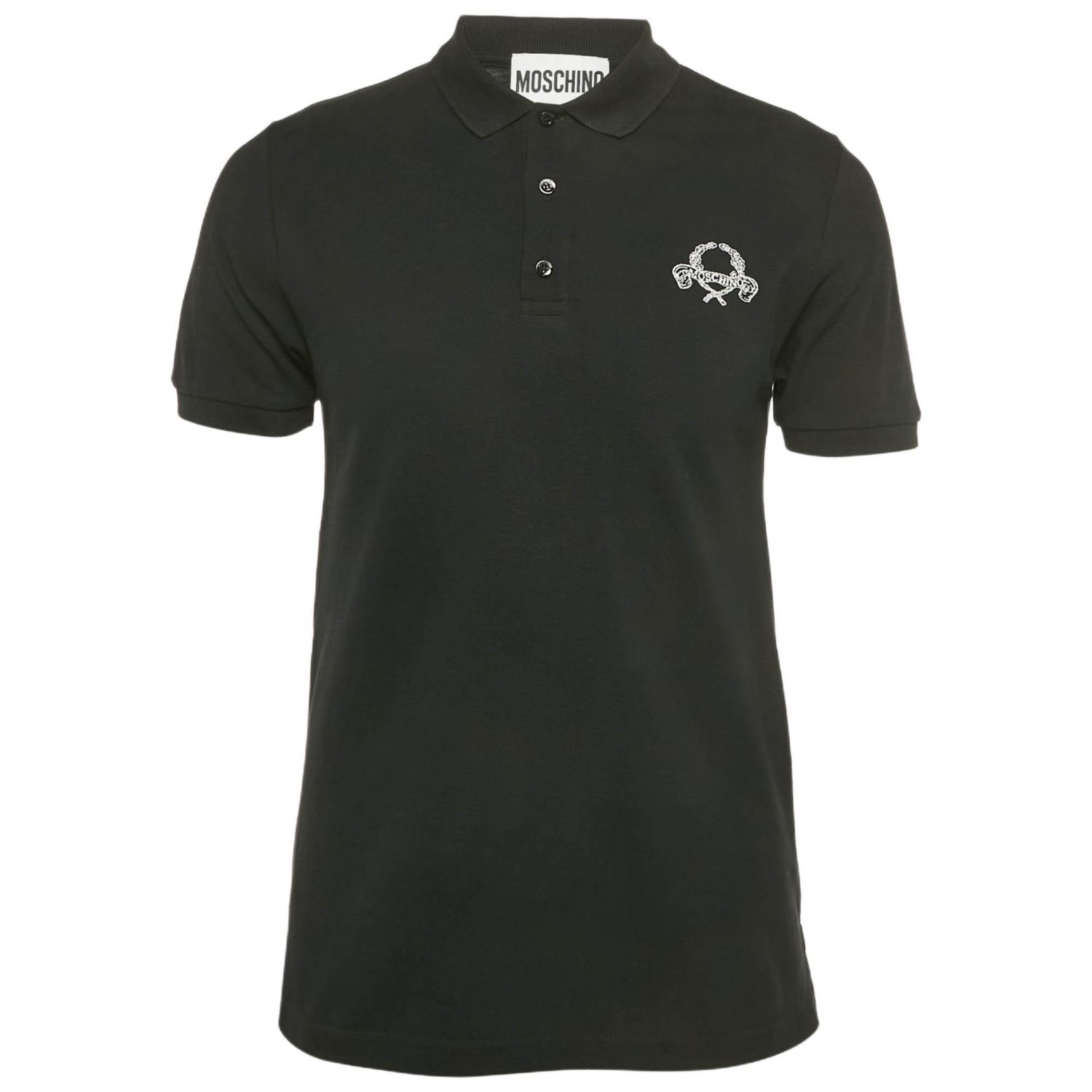 Men's Couture Black Embroidered Cotton Polo T-Shirt