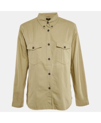 Men's Beige Cotton Raw Edge Shirt