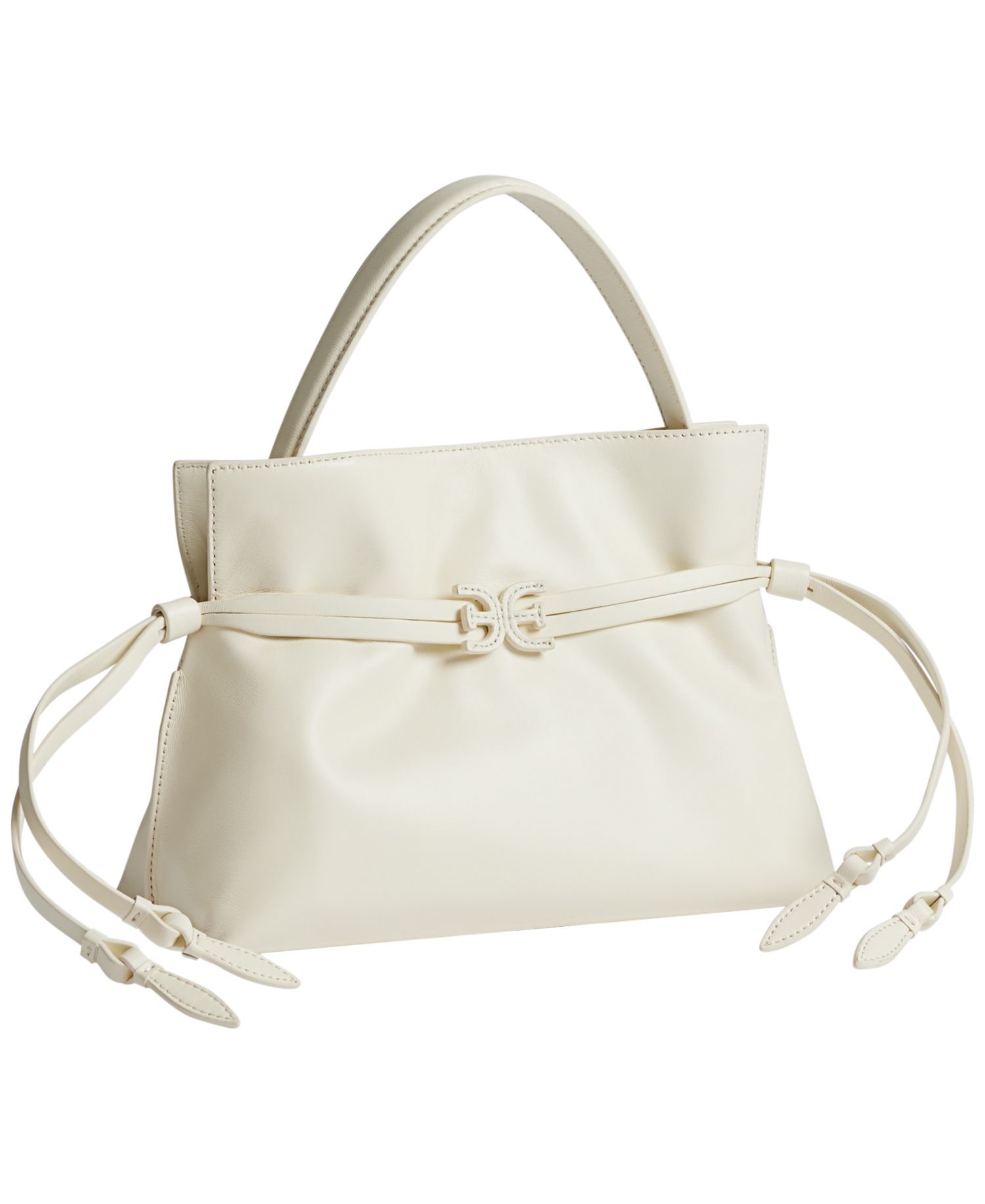Poppy Small Leather Drawstring Tote Bag