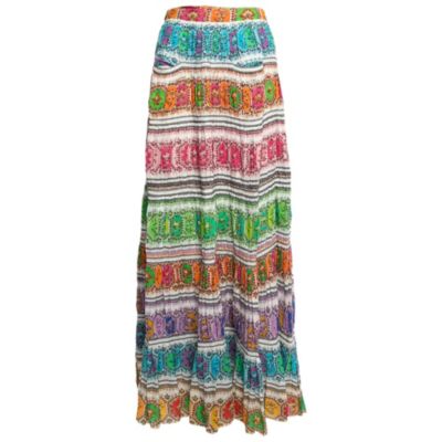 Women's Multicolor Printed Cotton Maxi Skirt