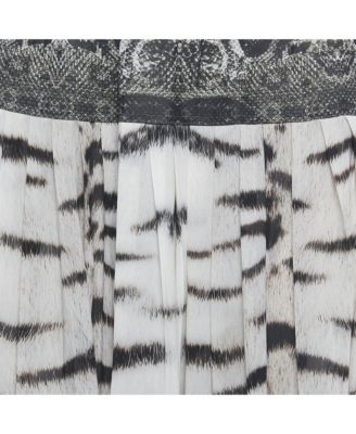 Women's Grey Printed Silk Maxi Skirt