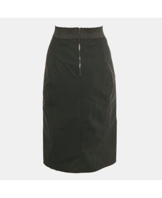 Women's Black Stretch Crepe And Satin Pencil Skirt