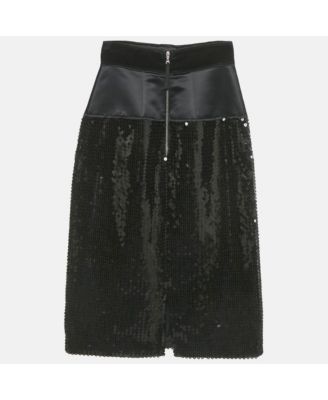Women's Black Sequin & Satin Pencil Skirt