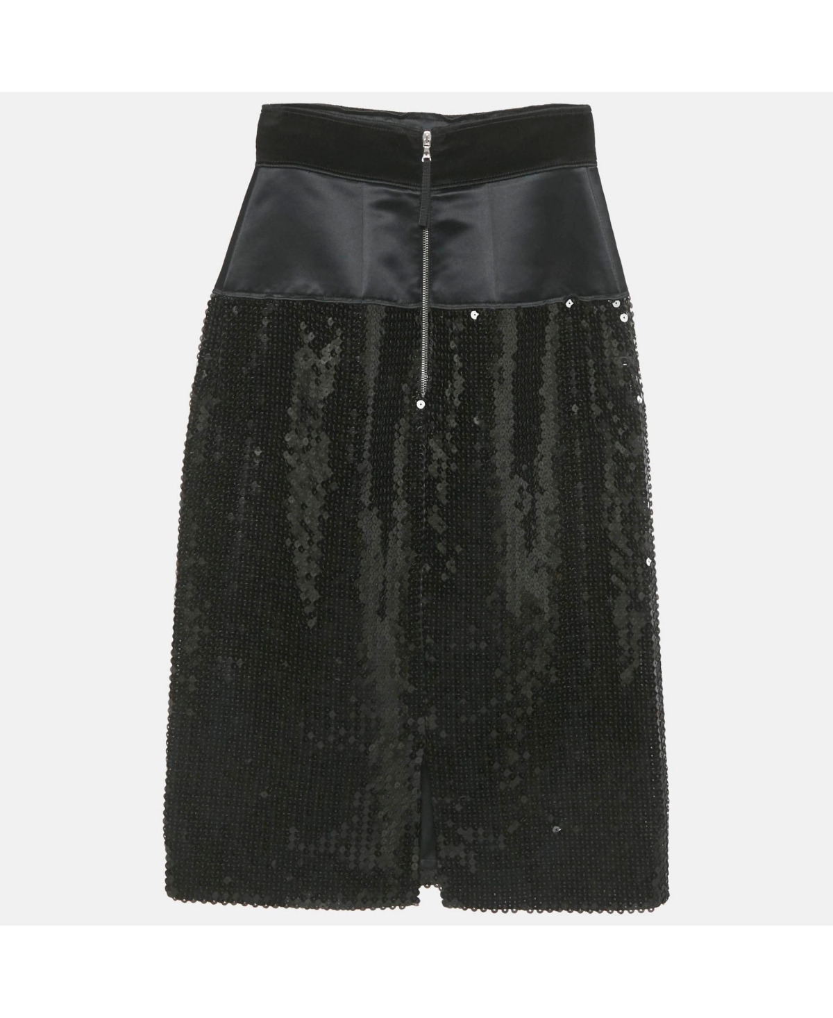 Pre-Owned Dolce & Gabbana Women's Black Sequin & Satin Pencil Skirt
