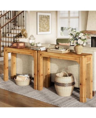 Solid Wood Console Table for Entryway, 41.3-Inch Farmhouse Sofa Table Behind Couch, Natural