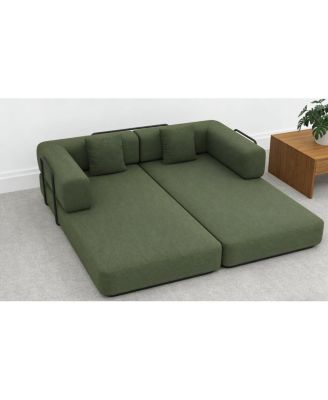  Convertible Corduroy Sleeper Sofa Bed with Pillow