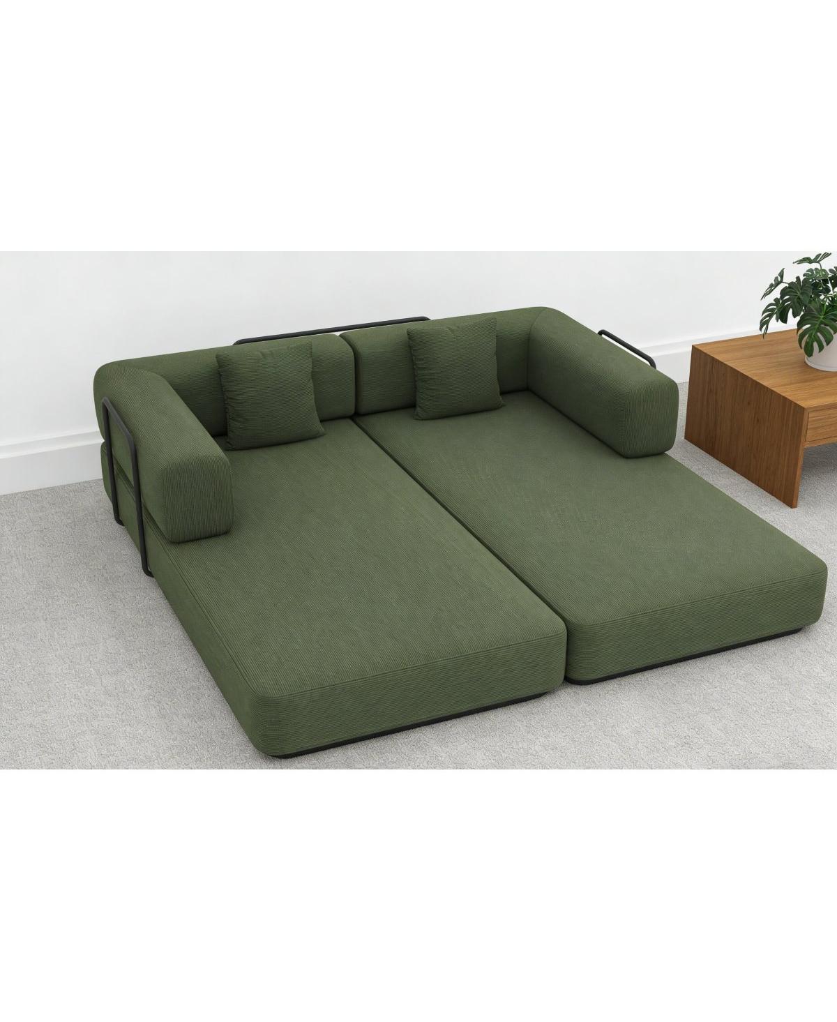 Streamdale Furniture Convertible Corduroy Sleeper Sofa Bed with Pillow - Green