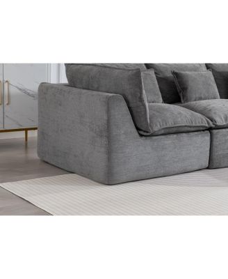 Cloud Couch Oversized Modular Sectional Sofa, 3-Seat with Ottoman