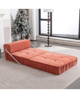  Orange Folding Sofa, Futon Sleeper Chair, Convertible Chair & Mattress
