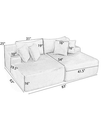 velvet two-seater lazy sofa, No Assembly Required