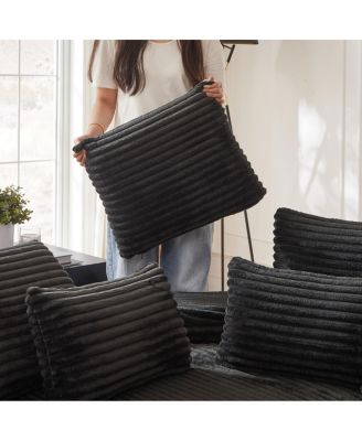 78.5-Inch Corduroy Semi-Circular 2-in-1 Sofa Bed with Neck Pillow & 5 Throw Pillows