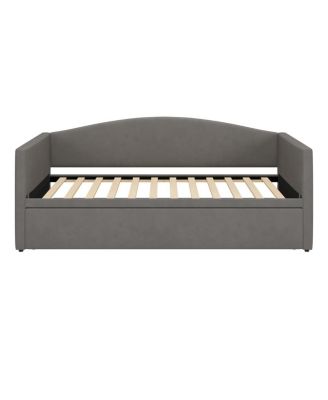 Streamdale Twin Size Daybed with Extended Pop Up Trundle, Velvet, Gray