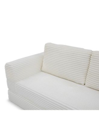 Streamdale 2-in-1 Folding Convertible Sofa Bed, Modern Corduroy Sleeper Couch with 2 Pillows, Beige