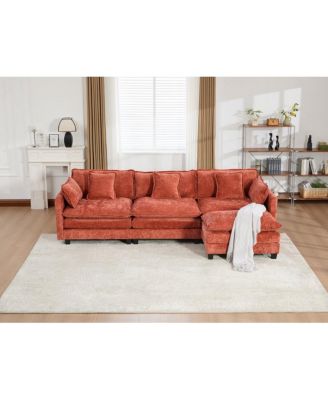 Streamdale Cloud Sofa 3 Seats, Modern Sectional Couch, Comfy Upholstered Seat Cushion, Chenille Fabric, Orange